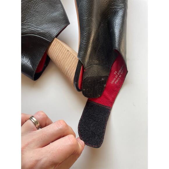 Jeffrey Campbell Black Leather Peep Toe Heels Size 9.5 Block Heel Slingback - Picture 6 of 14